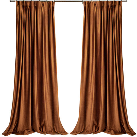 Orange velvet curtains deals
