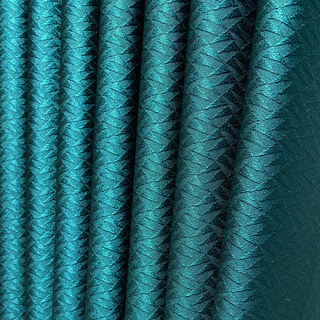 Geometric Triangles Teal Green Duo Textured Curtain 2