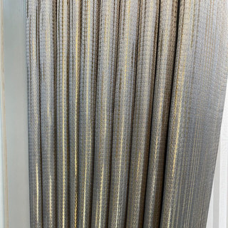 Sunbeam Glistening Subtle Textured Striped Champagne Gold and Grey Curtain 7