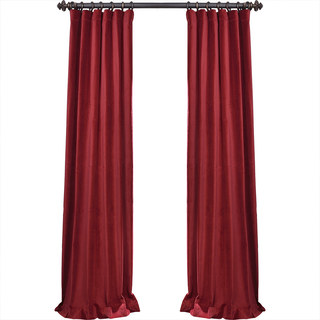 Velvety Faux Suede Scarlet Red Curtain 5