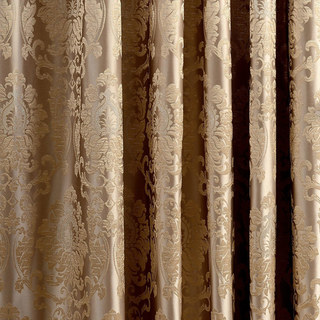 Demure Florals Damask Jacquard Brown Curtain 6