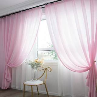 Satiny Touch Pink Voile Curtain