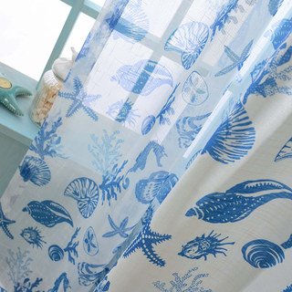 Seaside Spirit Blue Nautical Sheer Voile Curtains 2