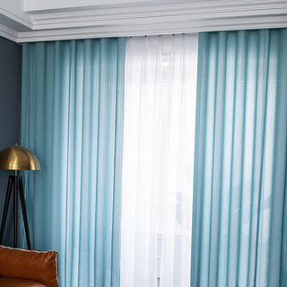 Sundance Textured Striped Dark Blue Semi Sheer Curtain 5