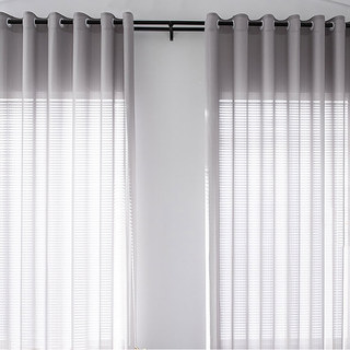 Sundance Textured Striped Grey Light Charcoal Semi Sheer Curtain 3