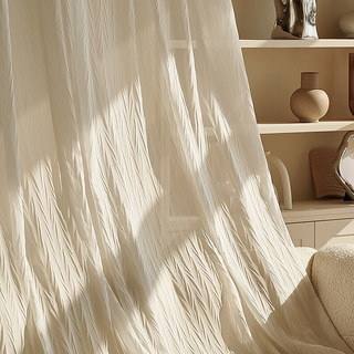 Ethereal Crinkle Crushed Rippling Heavy White Voile Curtain 1