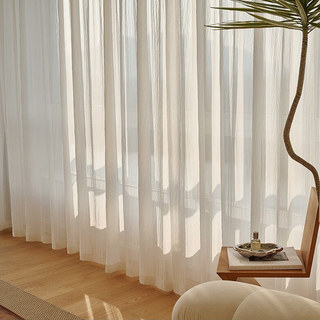 Fantasia Crushed Rippling Ivory White Voile Curtain 2