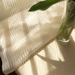 Heartstrings Ivory Beige Shimmering Striped Voile Curtain 3