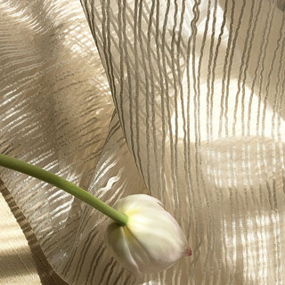 Heartstrings Ivory Beige Shimmering Striped Voile Curtain 11