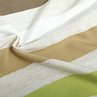 Riviera Olive Green Brown & White Striped Cotton Blend Curtain 3