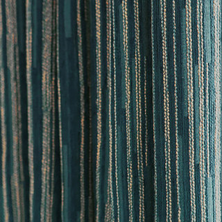 Sunbeam Subtle Textured Striped Teal and Gold Blackout Curtain 5