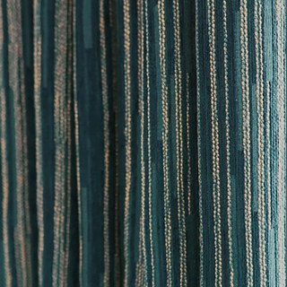 Sunbeam Subtle Textured Striped Teal and Gold Blackout Curtain 5