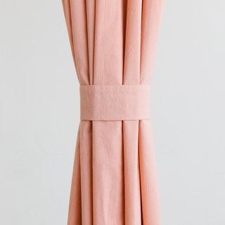 Tuscan Sun Coral Dusky Pink Textured Striped Heavy Semi Sheer Curtain 5