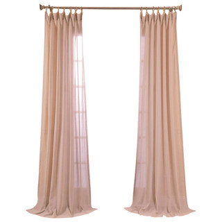 Tuscan Sun Coral Dusky Pink Textured Striped Heavy Semi Sheer Curtain 9