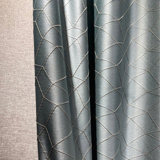 Capriccio Luxury 3D Jacquard Geometric Duck Egg Blue Curtain 2