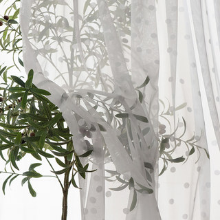 Classic White Polka Dot Jacquard Sheer Voile Curtain 6