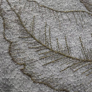 Gold Leaves Embroidered Grey Mesh Net Curtain 8