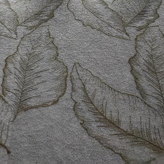 Gold Leaves Embroidered Grey Mesh Net Curtain 9