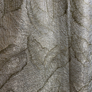 Gold Leaves Embroidered Grey Mesh Net Curtain 7