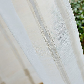Merlin Vertical White Stripe Cream Voile Curtain 6