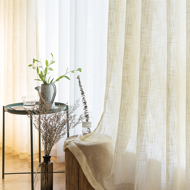 cream semi sheer curtain