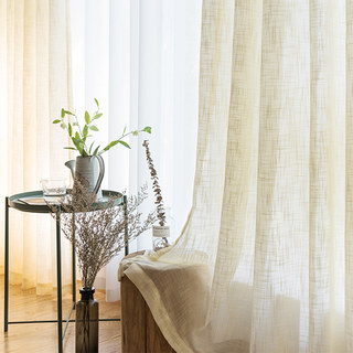 Cotton Club Pure Cotton Cream Semi Sheer Voile Curtain 1