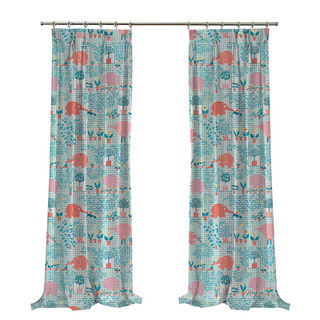 Elephant Gardener Blue & Red Cute Curtain 3