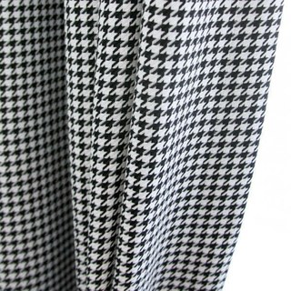 Houndstooth Patterned Black and White Blackout Curtain 3
