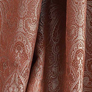 New Classics Luxury Damask Jacquard Terracotta Burnt Orange Rust Red Curtain 4