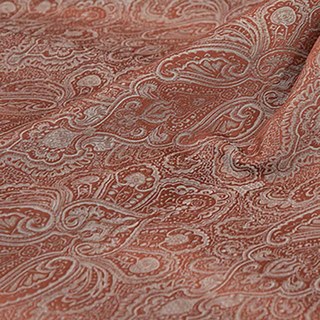 New Classics Luxury Damask Jacquard Terracotta Burnt Orange Rust Red Curtain 7