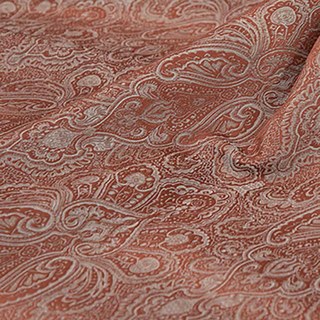 New Classics Luxury Damask Jacquard Terracotta Burnt Orange Rust Red Curtain