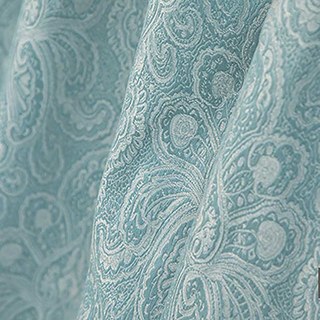 New Classics Luxury Damask Jacquard Turquoise Blue Curtain 6