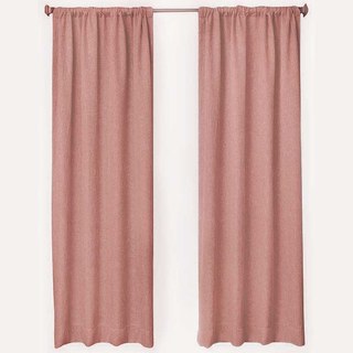 Tuscan Sun Coral Dusky Pink Textured Striped Heavy Semi Sheer Curtain 7