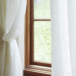 Wabi Sabi 100% Flax Linen Ivory White Heavy Semi Sheer Voile Curtain 4