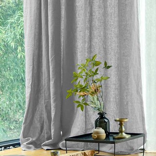 Wabi Sabi Pure Flax Linen Light Grey Heavy Semi Sheer Voile Curtain 4