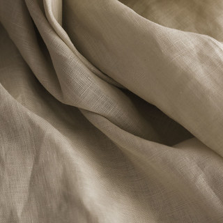 Wabi Sabi Pure Flax Linen Mocha Light Brown Heavy Semi Sheer Voile Curtain