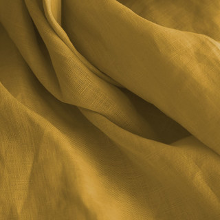 Wabi Sabi Pure Flax Linen Mustard Yellow Heavy Semi Sheer Voile Curtain