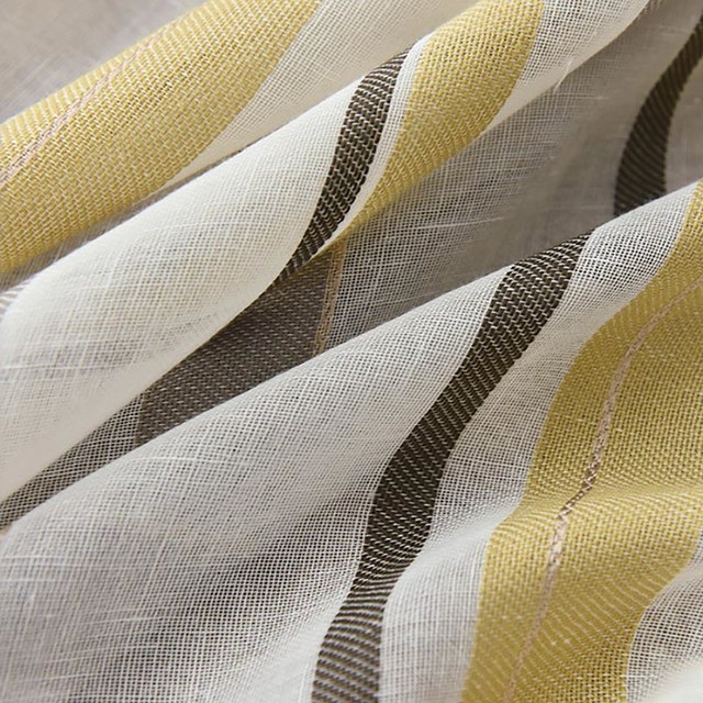 Moondance Yellow Grey Striped Semi Sheer Voile Curtains