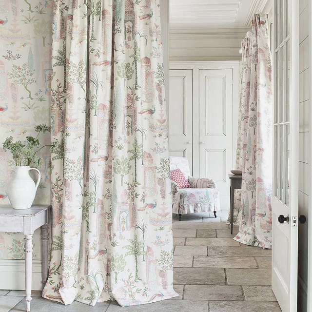 Persian Garden Pink Dome Floral Velvet Curtain