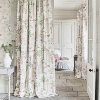 Persian Garden Pink Dome Floral Velvet Curtain 3