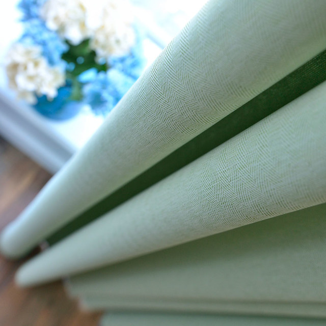Blackout Zigzag Twill Sage Green Curtain