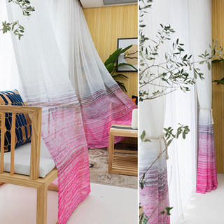 Brush Strokes Pink Sheer Voile Curtains 4