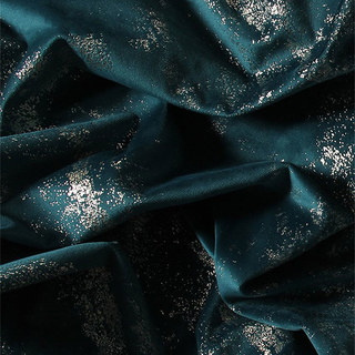 Sparkle Life Gold Glitter Teal Velvet Blackout Curtain 4