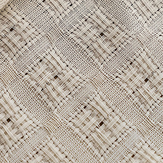 Woven Knit Cotton Blend Basketweave Patterned Cream Semi Sheer Voile Curtain