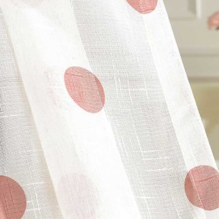 Pink Polka Dot Textured Print Voile Curtain 3