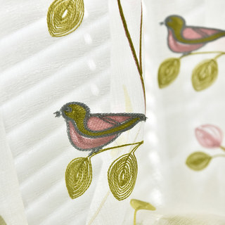 Misty Meadow Floral and Bird Embroidered Voile Curtain 5