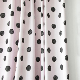 Black & Light Lilac Polka Dot Print Curtain 3