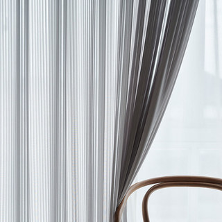 Sun Rays Bold Striped Grey Chiffon Voile Curtain 2