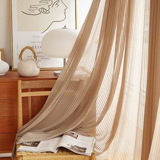 Sun Rays Bold Striped Mocha Brown Sheer Curtain 2