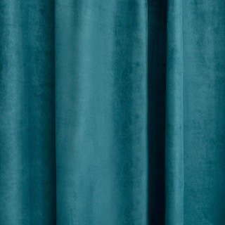 Velvety Faux Suede Teal Blue Curtain 2